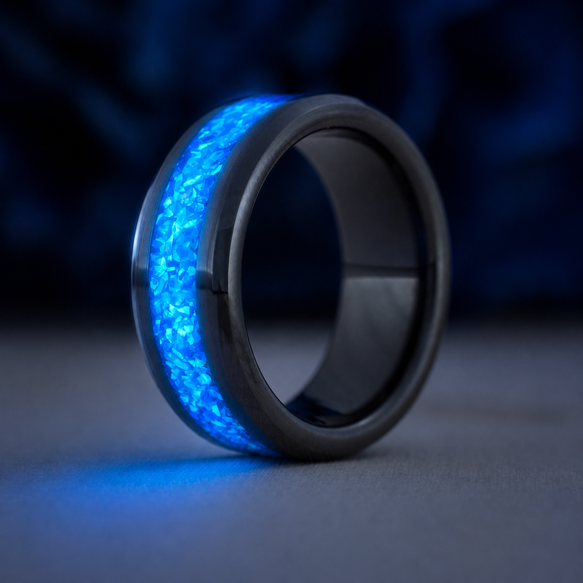 Nereus — Black Ceramic Ring — handcrafted ring detail view 3