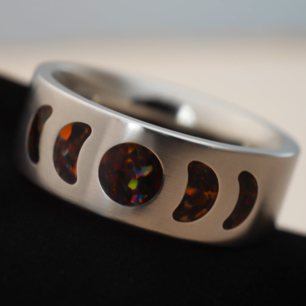 Moon Phase — Vulcan Titanium Ring — handcrafted ring detail view 7