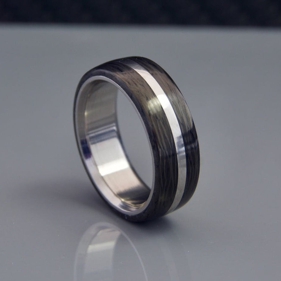 Titan Oracle Carbon Fiber + Titanium Ring — handcrafted ring detail view 4
