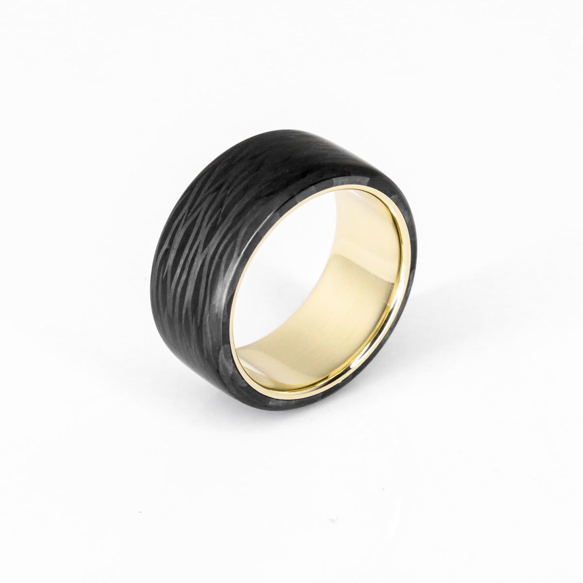 Carbon Fiber and Gold Ring — handcrafted ring detail view 4