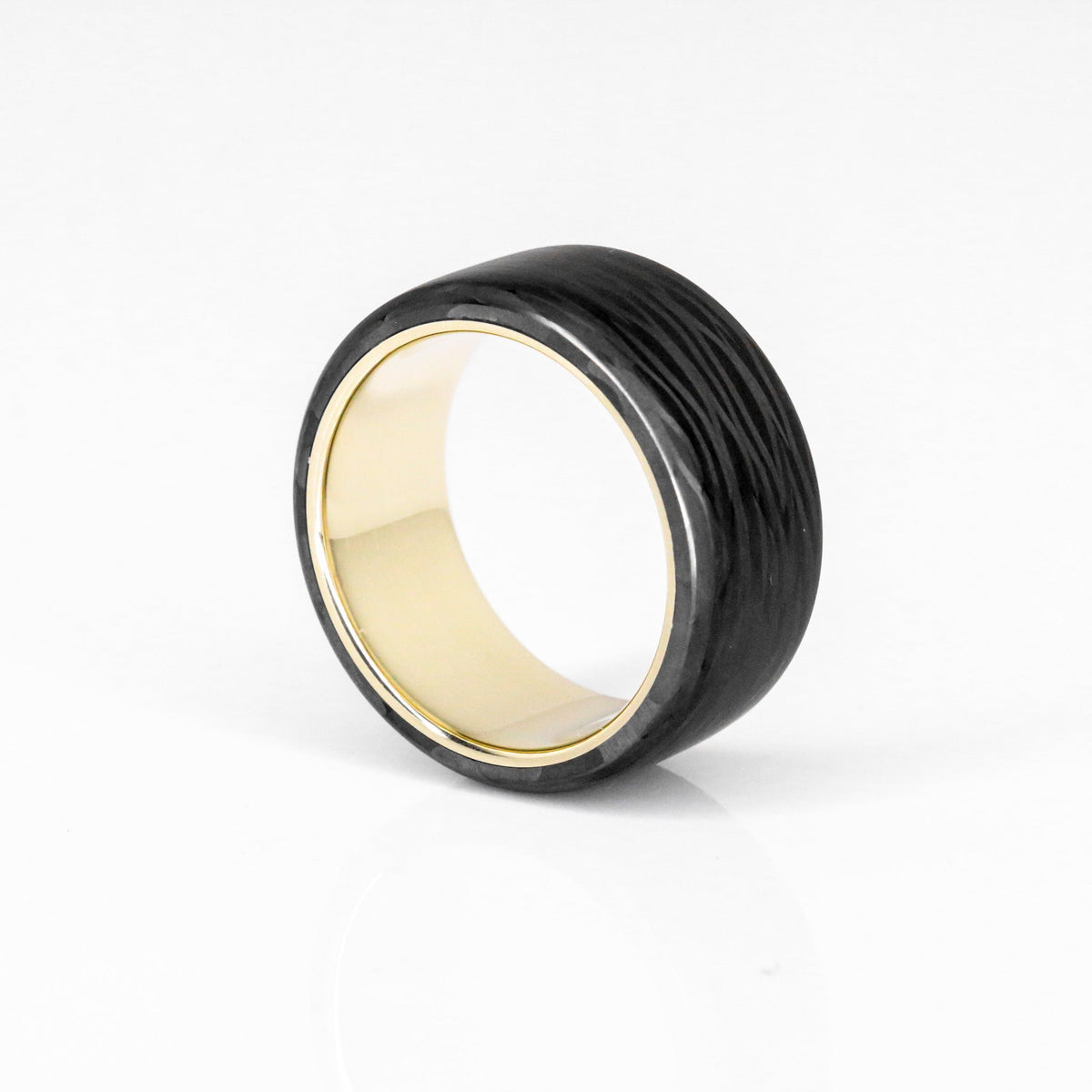 Carbon Fiber and Gold Ring — handcrafted ring detail view 8