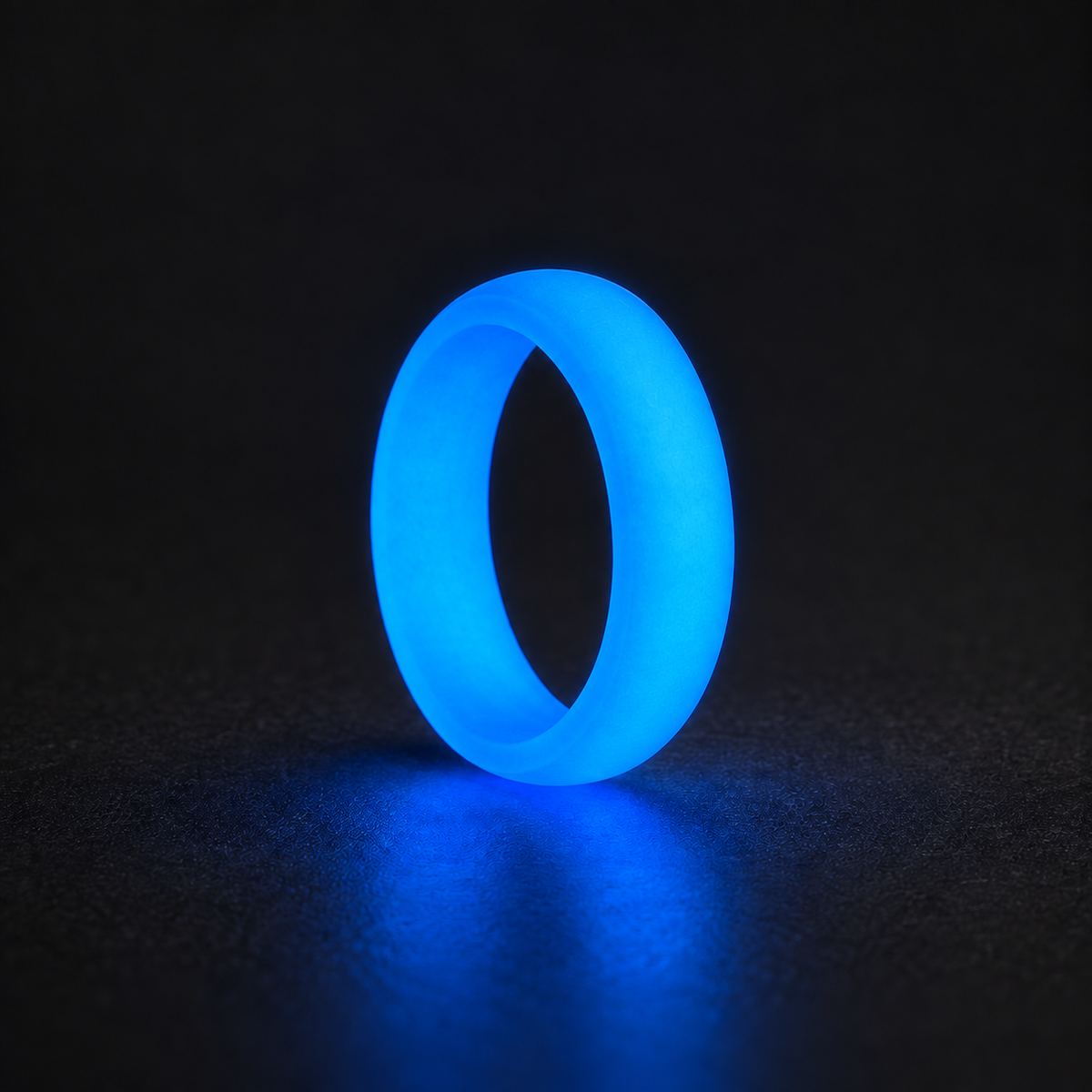 Finished Cobalt Halo ring with a smooth satin surface glowing intense cobalt blue
