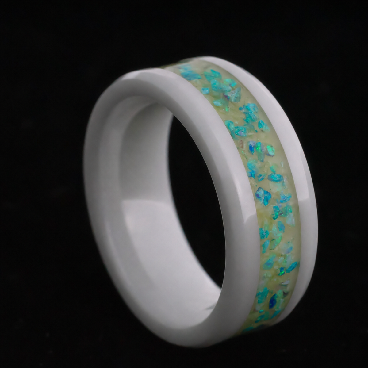 Ion Pulse — Aqua Glow Ring — handcrafted ring detail view 3